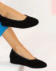 Black Suede Flat Face Mini Heels Women's Slippers