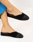 Black Suede Black Draped Women's Slippers