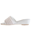 White Mother of Pearl Double Knitted Women's Slippers