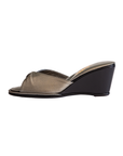 Bronze Black Leather Twist Model Feta Women's Slippers