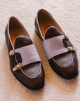 Chocolate Brown Lilac Leather Belted Women's Shoes