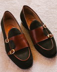 Olive Green Chocolate Brown Leather Belted Women's Shoes