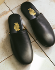 Black Leather Men's Slippers