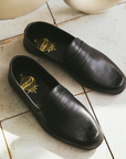 Black Leather Home Type Men's Shoes Slippers