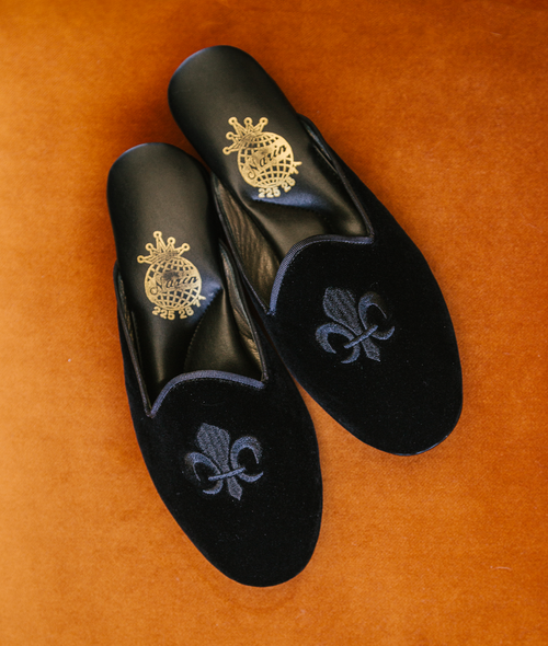Black Velvet Crested Women s Slippers with Open Back Narin