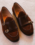 Cinnamon Suede Chocolate Brown Leather Belted Women's Shoes