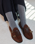 Cinnamon Suede Chocolate Brown Leather Belted Women's Shoes