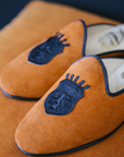 Orange Suede Embroidered Women's Slippers