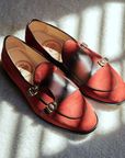 Cherry Suede Chocolate Brown Leather Women's Shoes with Belt