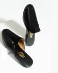 Black Suede Mirrored Side Buckle Men's Slippers